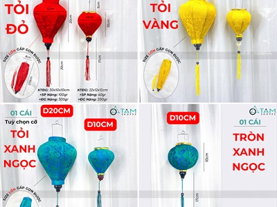 Lồng đèn vải Hội An nhiều màu nhiều cỡ [Cao cấp - Vải gấm lụa] D10-20cm LDEN-VAI-08